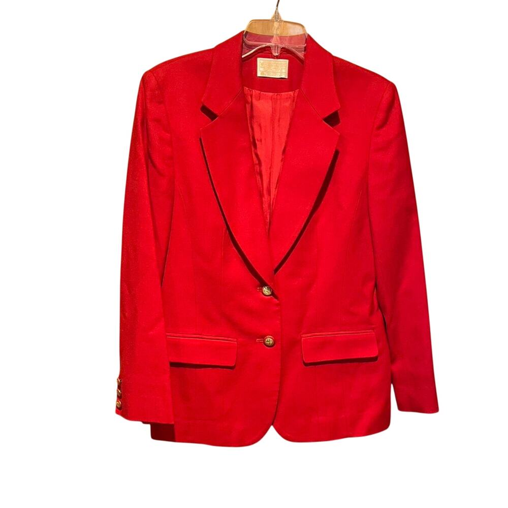 Vintage Pendleton Women’s 8 Red 100% Virgin Wool Blazer Gold Buttons USA